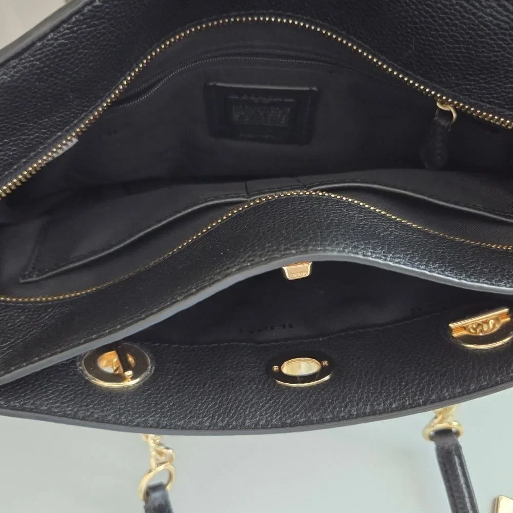 NWOT Coach Black Leather Chain Tote